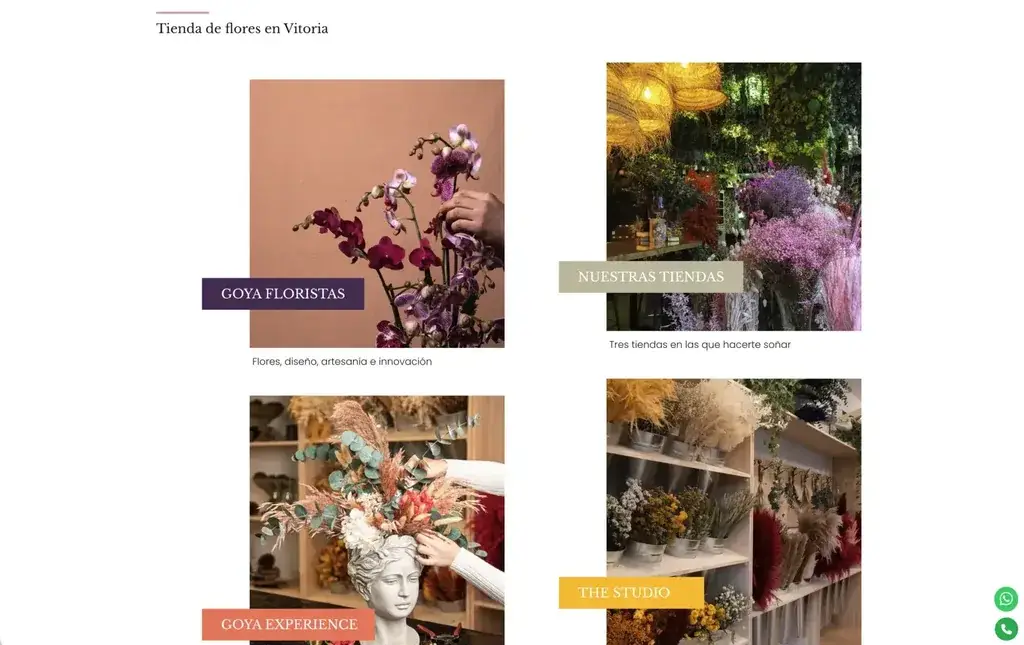 Goya Floristas - categorías de la tienda