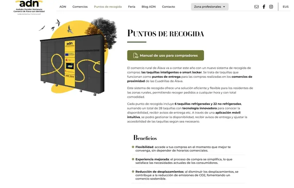 Landa Merkataritza - página de puntos de recogida