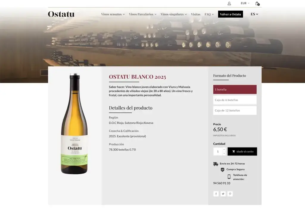 Bodegas Ostatu - ficha de producto de la tienda