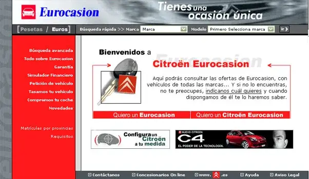 Citroën Eurocasión - sitio web